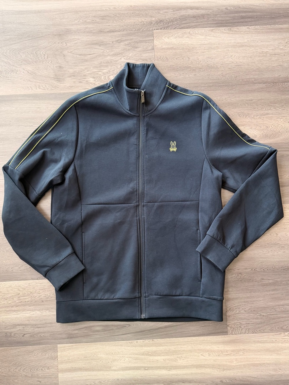 Psycho Bunny Oceanside Track Jacket Navy Neon Green piping Large